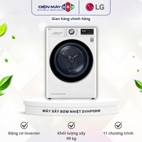 Máy sấy bơm nhiệt LG 9 kg DVHP09W