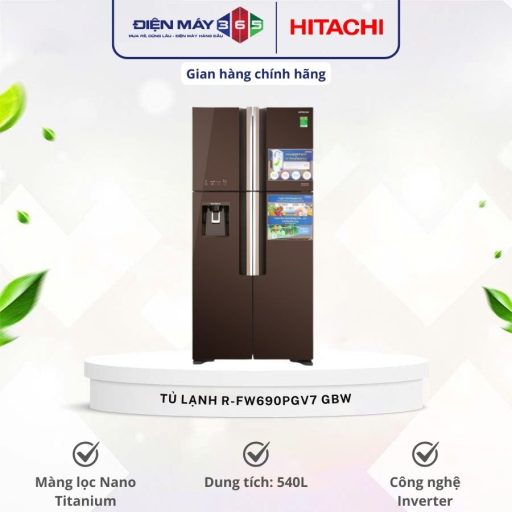 Tủ lạnh Hitachi Inverter 540 lít R-FW690PGV7 GBW 10 R FW690PGV7 GBW