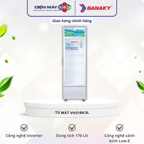 Tủ mát Sanaky Inverter 1 cánh 170 lít VH218K3L