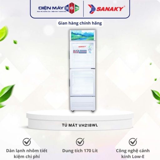 Tủ Mát Sanaky Cánh kính 170L VH218WL 10 VH218WL