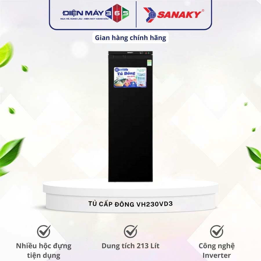 Tủ đông đứng Sanaky VH230VD3 213 lít Inverter 3 Tủ đông đứng Sanaky VH230VD3 213 lít Inverter
