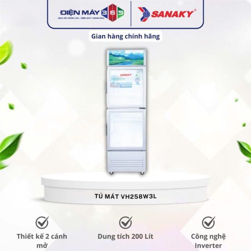 Tủ mát Sanaky Inverter 200 lít VH258W3L
