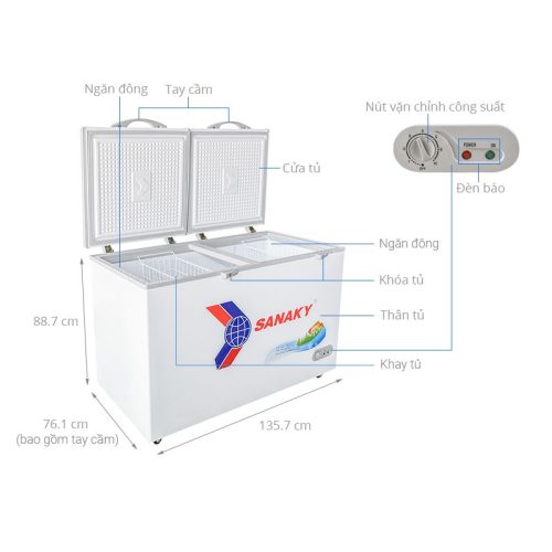 Tủ đông Sanaky 410 lít VH5699HY 9 Kích Thước Ảnh Tủ đông Sanaky 410 lít VH5699HY