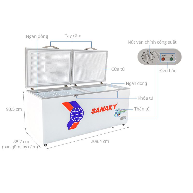 Tủ đông Sanaky Inverter 761 lít VH8699HY3 6 Kích Thước Tủ đông Sanaky Inverter 761 lít VH8699HY3