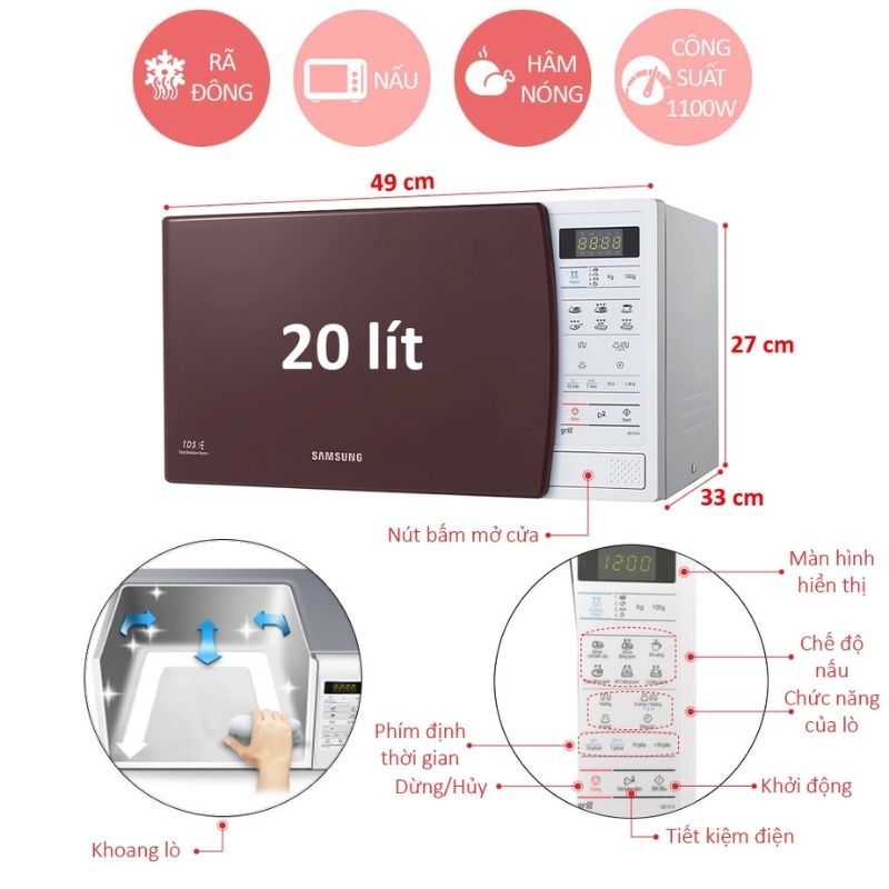 Lò vi sóng Samsung GE731K/XSV 6 Kích Thước Lò vi sóng Samsung GE731K/XSV
