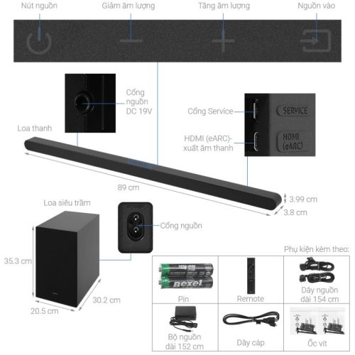 Loa Thanh Samsung HW-S700D/XV 250W 9 Kích thước loa thanh Samsung HW-S700D/XV 250W