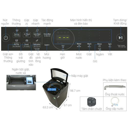 Máy giặt LG AI DD Inverter 14 kg TV2514DV3B 11 Kích thước máy giặt LG AI DD Inverter 14 kg TV2514DV3B
