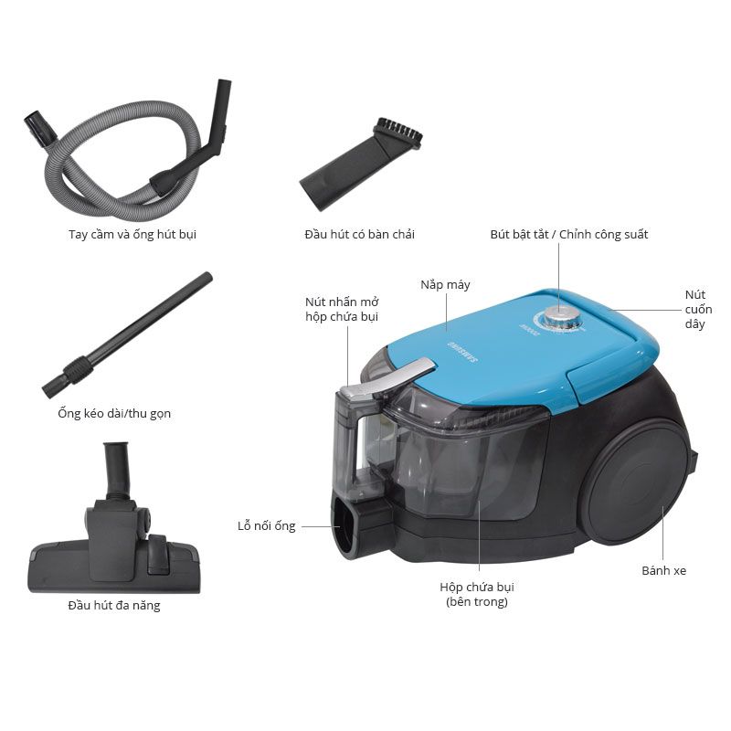Máy hút bụi Samsung VC20AVNDCNC/SV 5 Kích Thước Máy hút bụi Samsung VC20AVNDCNC/SV