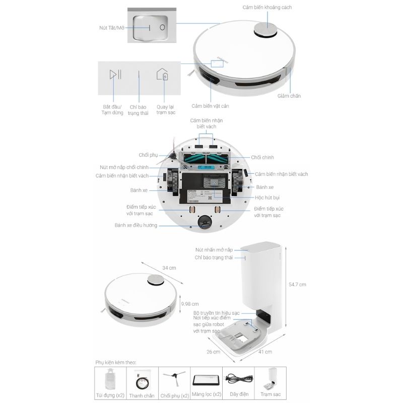 Robot hút bụi Samsung VR30T85513W/SV 6 Kích Thước Robot hút bụi Samsung VR30T85513W/SV