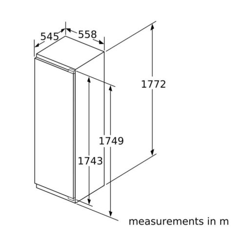 Kích thước tủ đông âm tủ Bosch GIN81ACE0 212 lít Series 6