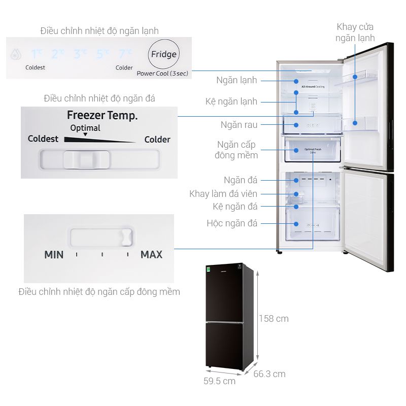Tủ lạnh Samsung Inverter 280 lít RB27N4010BY/SV 6 Kích Thước Tủ lạnh Samsung Inverter 280 lít RB27N4010BY/SV