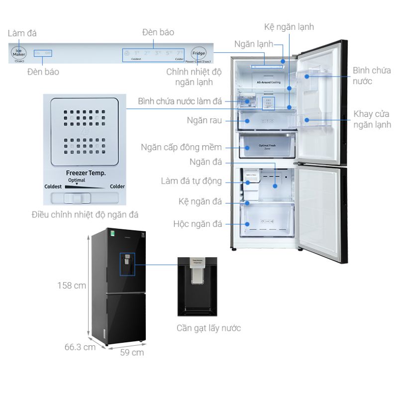 Tủ lạnh Samsung Inverter 276 lít RB27N4190BU/SV 6 Kích Thước Tủ lạnh Samsung Inverter 276 lít RB27N4190BU/SV
