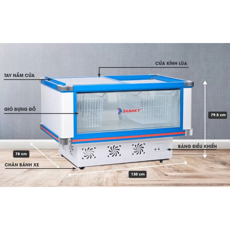 Tủ mát Sanaky VH299K 5 Kích thước tủ mát Sanaky VH299K