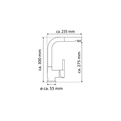 Kích thước vòi rửa bát Wasserwerk WK 4 Black 700416 màu đen có dây rút