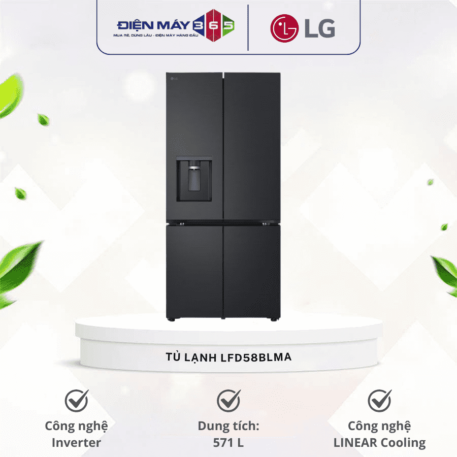 Tủ lạnh LG French Door màu đen lì 571L LFD58BLMA 3 Tủ lạnh LG French Door màu đen lì 571L LFD58BLMA