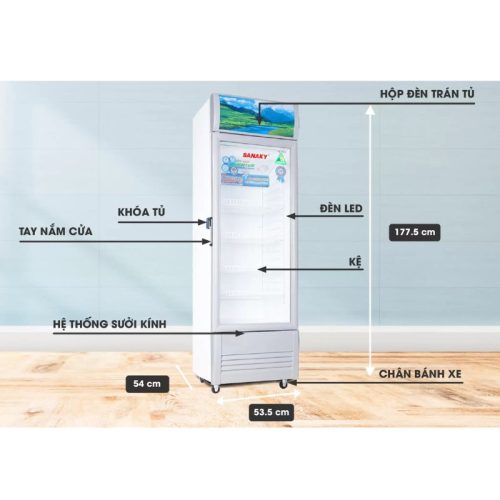 Tủ mát Sanaky Inverter 200 lít VH258K3L 4 Kích thước Tủ mát Sanaky Inverter 200 lít VH-258K3L
