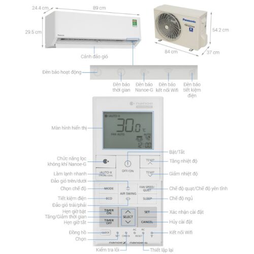 Máy lạnh Panasonic Inverter 1 HP CU/CS-U9BKH-8 9 Kích thước máy lạnh Panasonic Inverter 1 HP CU/CS-U9BKH-8