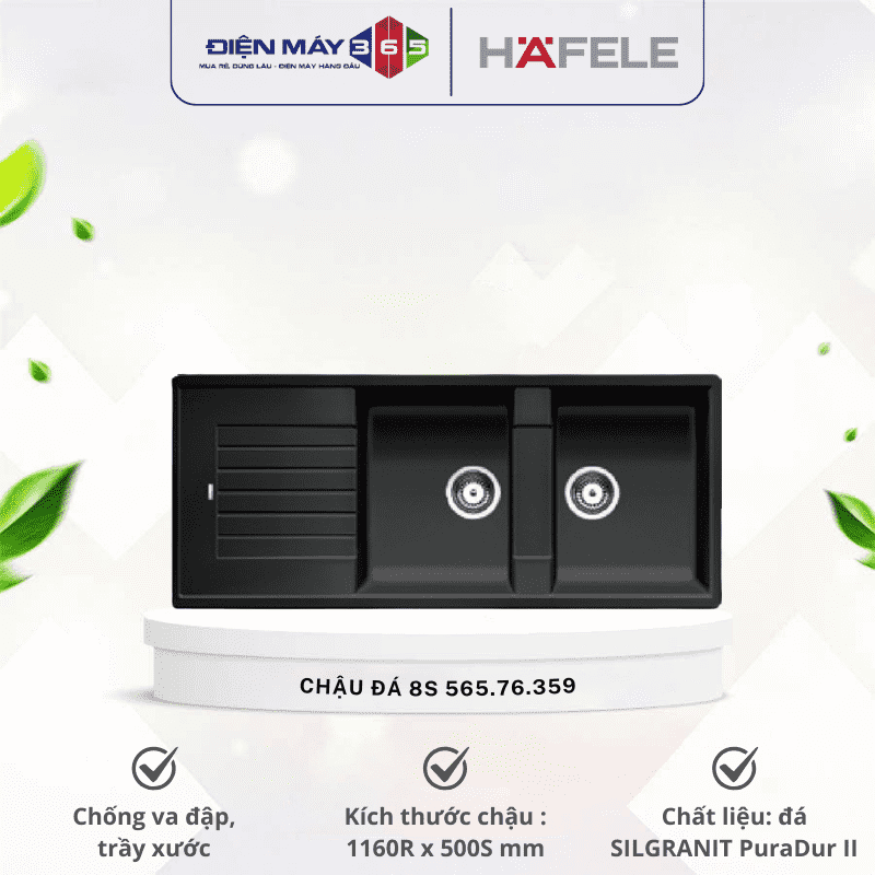 Chậu đá Hafele BLANCOZIA màu đen 8S 565.76.359 3 Chậu đá Hafele BLANCOZIA màu đen 8S 565.76.359