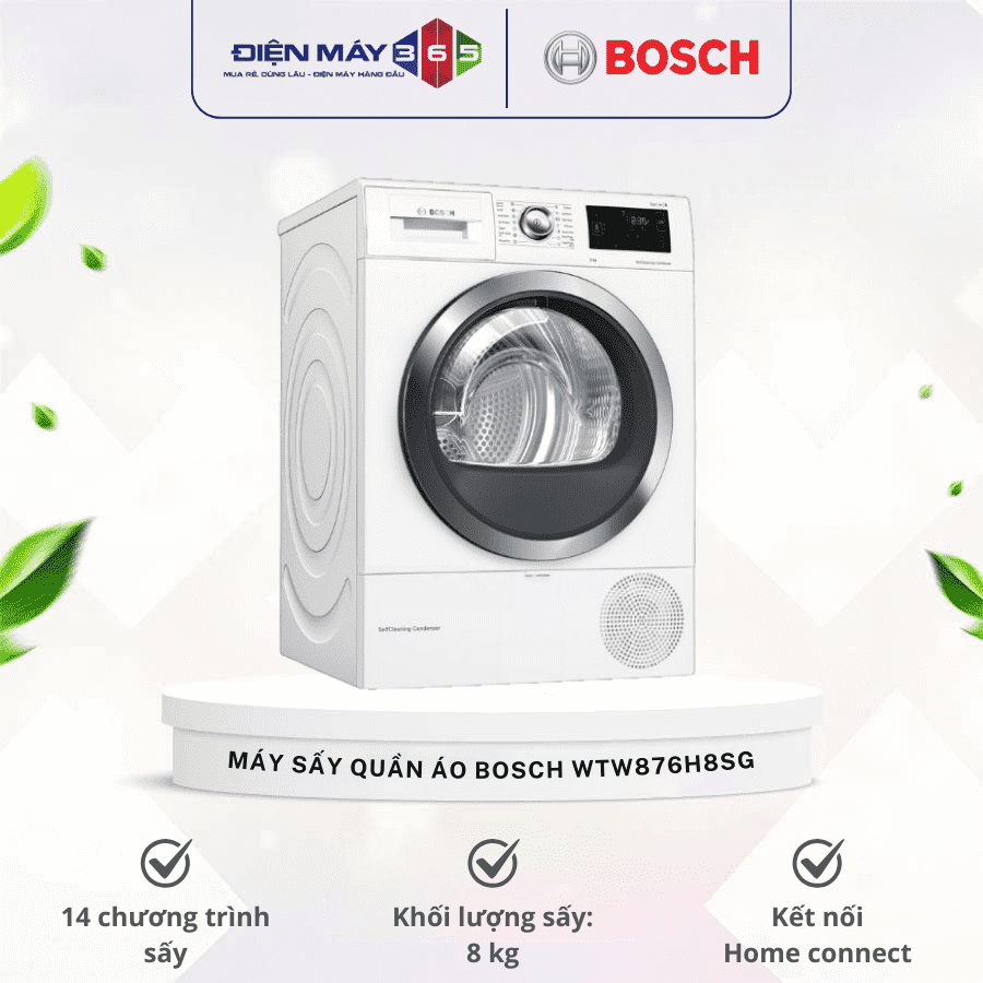 Máy sấy quần áo Bosch WTW876H8SG 3 Máy sấy quần áo Bosch WTW876H8SG