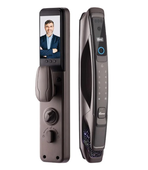 Khóa thông minh nhận diện khuôn mặt Face ID_3D màu nâu cofee Demax EL968CB