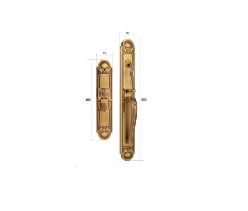 Khóa cửa chính đồng thau nguyên chất mạ vàng 24K Demax CL806BRASS 24K