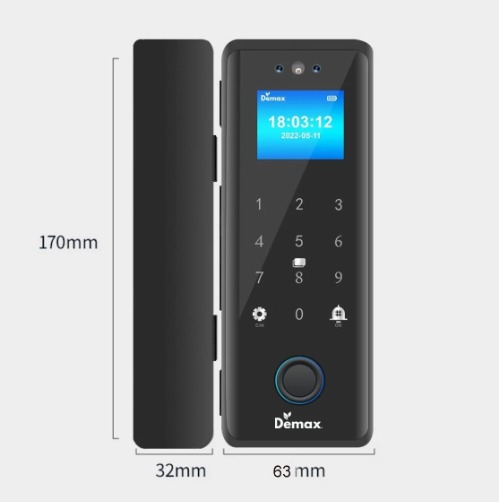 Khóa thông minh nhận diện khuôn mặt face ID cửa kính lùa Demax SL900G-SD APP REMOT