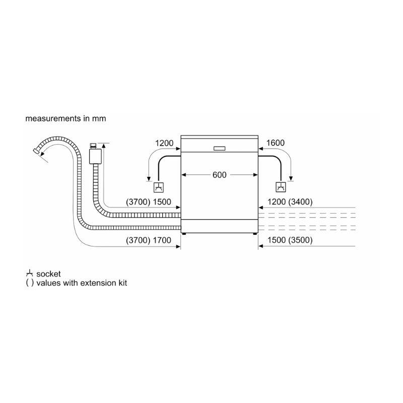 Kích thước lắp đặt máy rửa bát Bosch SMS63L02EA Kích thước lắp đặt máy rửa bát Bosch SMS63L02EA