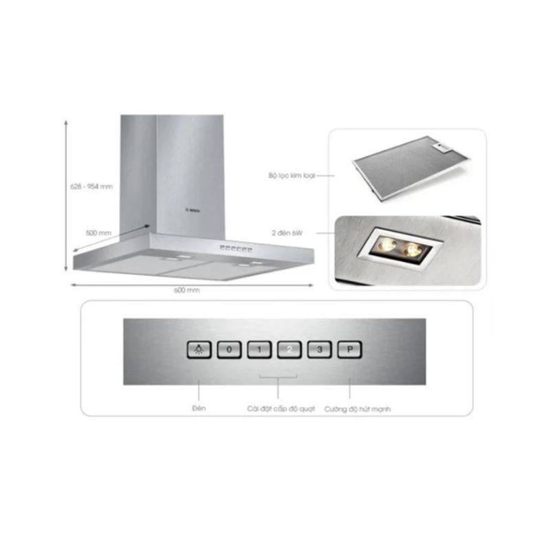 Máy hút mùi treo tường Bosch DWB097A52 Máy hút mùi treo tường Bosch DWB097A52