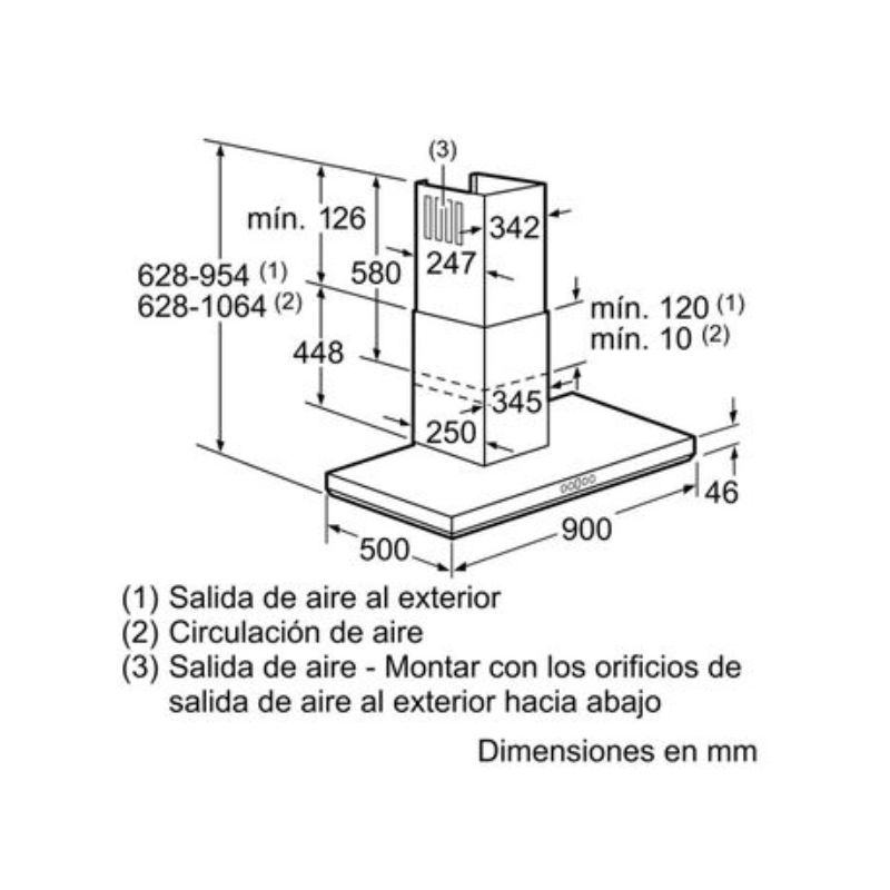 Kích thước máy hút mùi treo tường Bosch DWB091U50 Kích thước máy hút mùi treo tường Bosch DWB091U50
