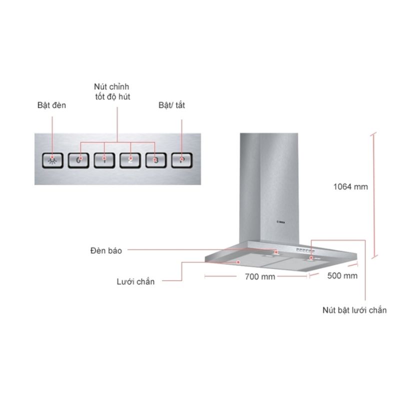 Kích thước máy hút khóI khử mùI Bosch DWW077A50B Kích thước máy hút khóI khử mùI Bosch DWW077A50B