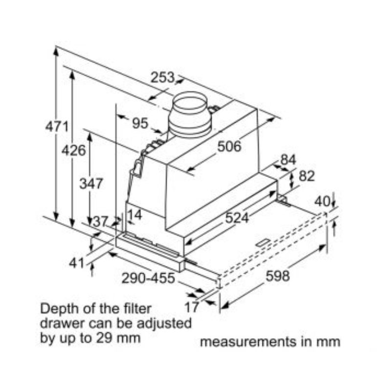 Kích thước máy hút mùi âm tủ Bosch DFS067A50 Kích thước máy hút mùi âm tủ Bosch DFS067A50