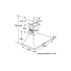 Máy hút khóI mùi Bosch DWW09W851B 3 Kích thước Máy hút khóI mùI Bosch DWW09W851B
