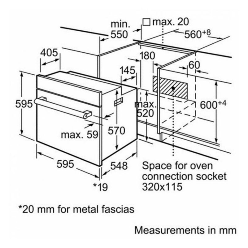 Kích thước Lò nướng Bosch HBN539S5 Kích thước Lò nướng Bosch HBN539S5