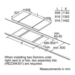 Kích thước bếp gas domino Bosch PRA3A6D70