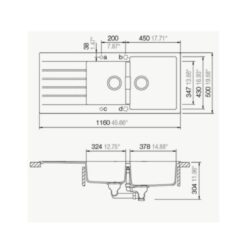 Chậu rửa chén bát Bosch HMH.SIGNUS D-200 màu đen xám