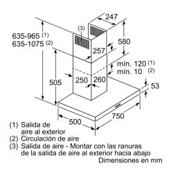 Máy hút mùI treo tường Bosch DWB76BC50 6 Kích thước máy hút mùI treo tường Bosch DWB76BC50