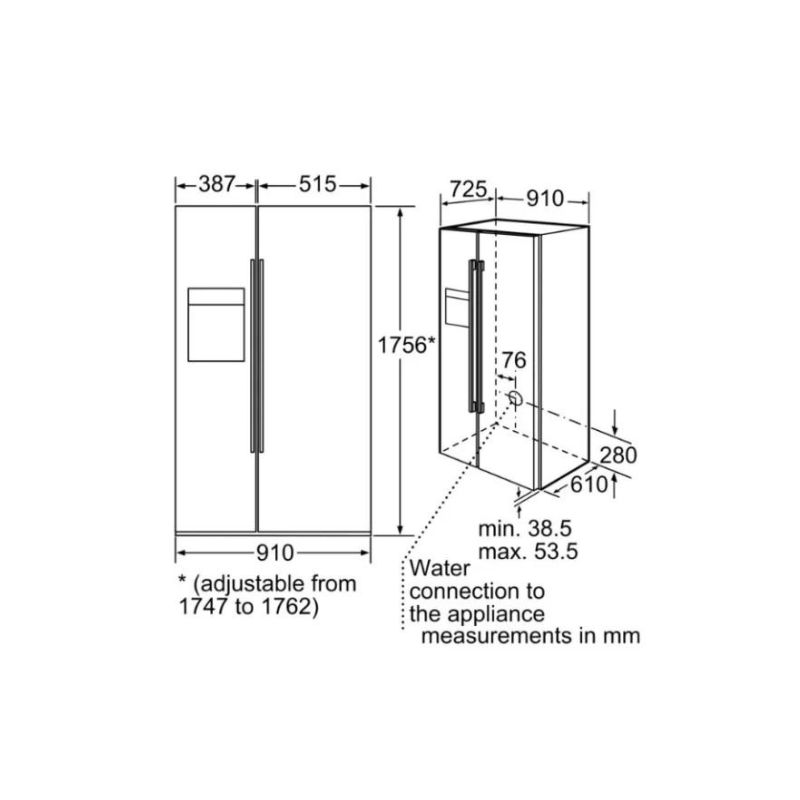 Kích thước của Tủ lạnh Bosch KAD62S21 Kích thước của Tủ lạnh Bosch KAD62S21