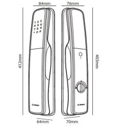 Kích thước khóa cửa điện tử Bosch EL800AK màu vàng