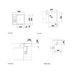 Chậu rửa bát Blanco TIPO 45 S Mini 5 Kích thước chậu rửa bát Blanco TIPO 45 S Mini