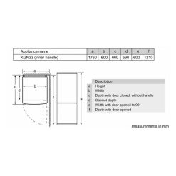 Tủ lạnh Bosch KGN33NL30O 5 Kích thước tủ lạnh Bosch KGN33NL30O