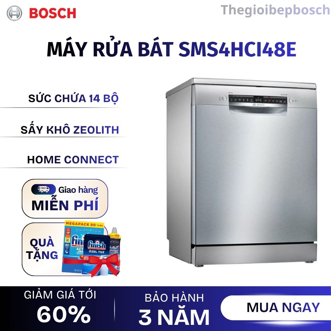 Máy rửa bát độc lập Bosch SMS4HCI48E Seri 4 Máy rửa bát độc lập Bosch SMS4HCI48E Seri 4