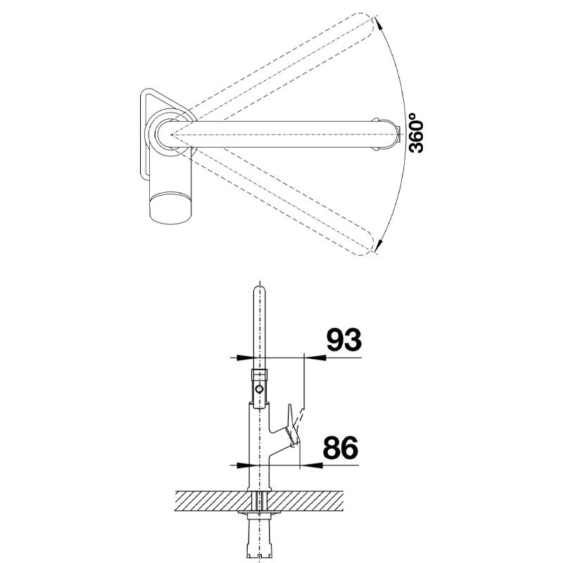 Kích thước vòi rửa bát Blanco SOLENTA-S Kích thước vòi rửa bát Blanco SOLENTA-S