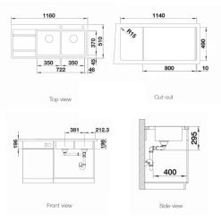 Chậu rửa bát Blanco DIVON II 8S-IF 4 Kích thước Chậu rửa bát Blanco DIVON II 8S-IF