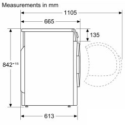 Máy sấy quần áo tụ hơi và bơm nhiệt 9KG Bosch HMH.WTW85400SG Serie 6 7 Kích thước máy sấy quần áo tụ hơi và bơm nhiệt 9KG Bosch HMH.WTW85400SG Serie 6