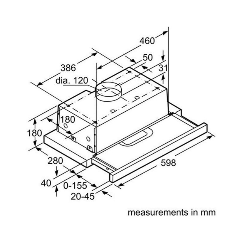 Kích thước Máy hút khóI khử mùI Bosch DHI623GSG Kích thước Máy hút khóI khử mùI Bosch DHI623GSG