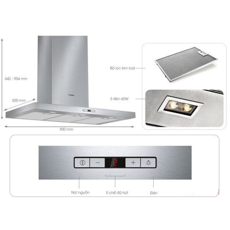 Ảnh tổng hợp máy hút mùi Bosch DWB097E50 Ảnh tổng hợp máy hút mùi Bosch DWB097E50