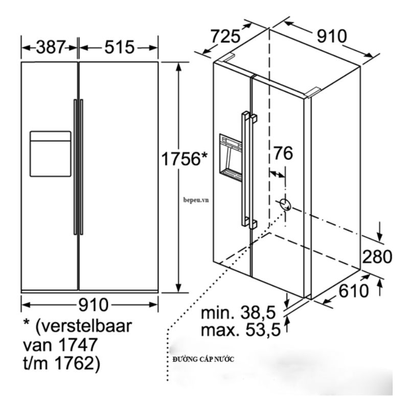 Tủ lạnh side by side Bosch KAD92SB30 Tủ lạnh side by side Bosch KAD92SB30