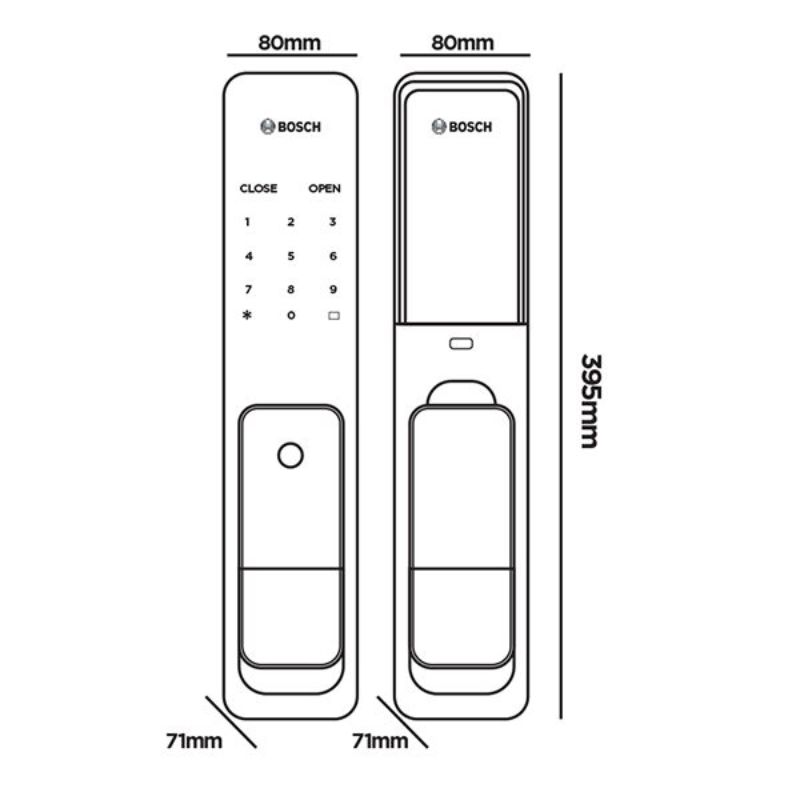 Kích thước khóa cửa điện tử Bosch FU750 EU - APP Kích thước khóa cửa điện tử Bosch FU750