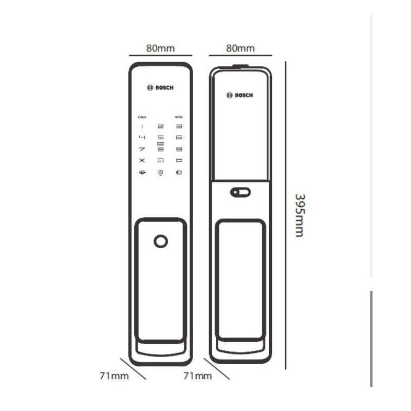 Kích thước khóa điện tử Bosch EL 600 KG Kích thước khóa điện tử Bosch EL 600 KG