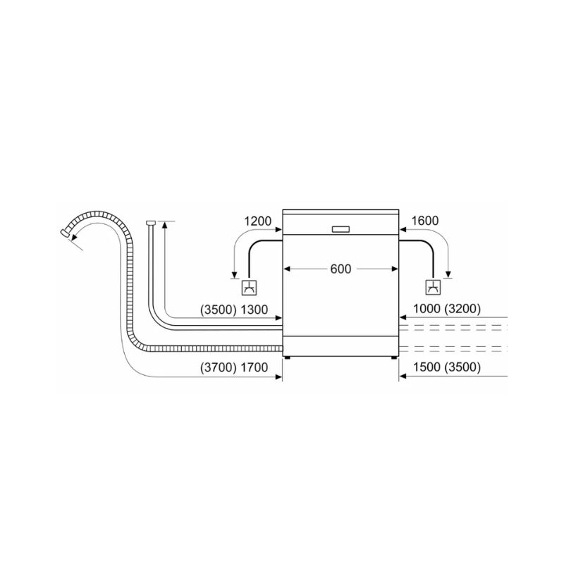 Thiết kế lắp đặt của máy rửa bát độc lập Bosch SMS23BW01T serie 2 Thiết kế lắp đặt của máy rửa bát độc lập Bosch SMS23BW01T serie 2